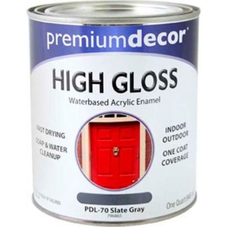 GENERAL PAINT Premium Dcor Waterborne Acrylic Enamel, Gloss Finish, Slate Gray, Quart - 796865